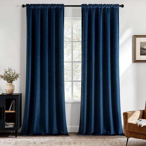 MIULEE Navy Blue Velvet Curtains 84 Inch Long Luxury Super Soft Thermal Insulated Blackout Curtains Room Darkening Drapes Rod Pocket Design for Bedroom Living Room Set of 2 Panels, W40 x L84 Inch MIULEE Navy Blue Velvet Curtains 84 Inch Long Luxury Super Soft Thermal Insulated Blackout Curtains Room Darkening Drapes Rod Pocket Design for Bedroom Living Room Set of 2 Panels, W40 x L84 Inch