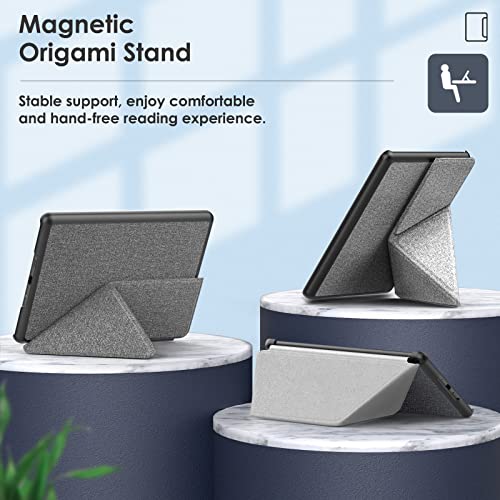 MoKo Étui de Protection Compatible avec 6,8 Pouces Kindle Paperwhite 11e Gén Modèle 2021, Origami Mince avec Auto Réveil/Veille Magnétique pour Kindle Paperwhite Édition Signature, Gris