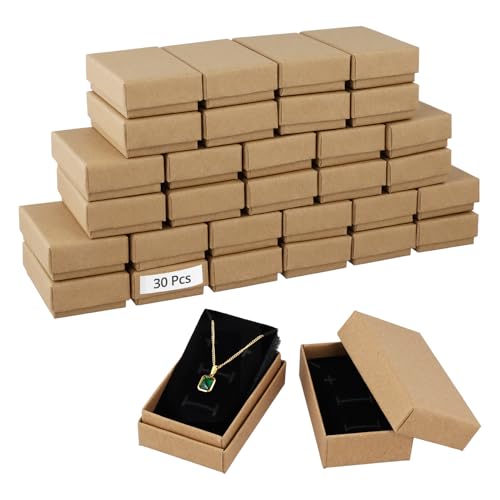 QWORK® 30 Piezas cajitas regalo pequeñas, 8x5x3cm caja de joyas de cartón con tapa, para presentar collares, anillos y pendientes