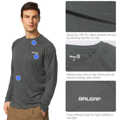 image for baleaf Men's Sun Protection Shirts UV SPF T-Shirts UPF 50+ Long Sleeve