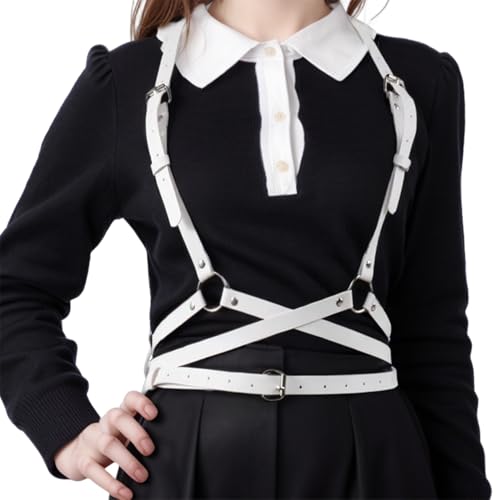 Punk Plus Size Harness PU Leather Fashion Body Chain Belt, Adjustable Waist for Girls and Women XXXL