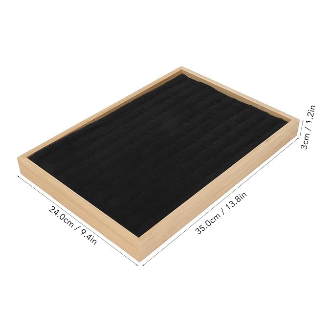 Image of Velvet Jewelry Drawer Organizer Tray Stackable Jewelry Tray (Wooden Ring, Wood)