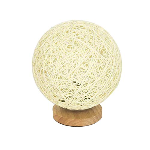 3D Led Rota La Luna De La Lámpara Minimalista Sólida Mesa Lámpara De Cabecera Lámpara De Escritorio Colorida Decoración del Hogar Rattan Bola Redonda Pantalla Blanca 3w