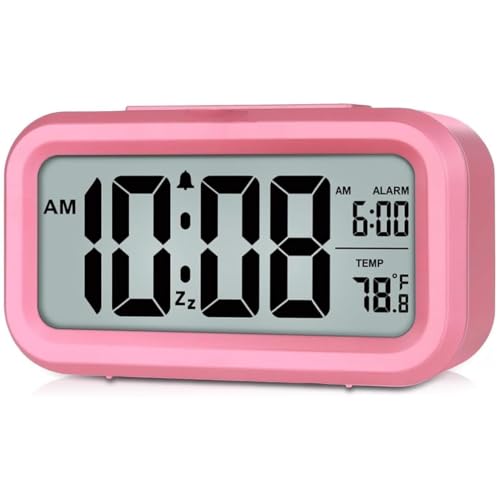 Image of Jamboree!!! Multi-Function Digital Alarm Clock with Temperature, Date, Alarm & Snooze, LED Desk Clock for Home & Office (Pink)