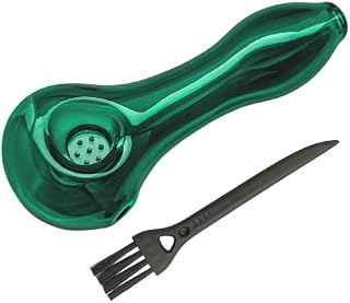 Funky Factory - Glass Pipe for Smoking - Heat-Resistant Odourless Pocket Pipes - Tobacco Smoking Accessories - Mini Glass Pipe with Cleaning Brush - Green