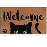 Percozzi Cat Welcome Doormat Funny Cat Mat with Non-Slip Backing Indoor Outdoor Welcome Door Mat for Entryway Porch Cat Lover Spring Summer Housewarming Gift