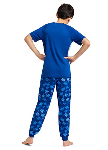Boys 2-Piece Short Sleeve Pajama Set Kids Sleepwear PJs, Royal, XS2