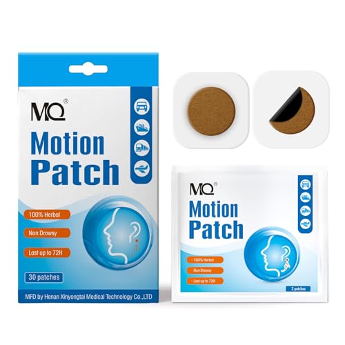 MQ Motion Sickness Patch 30 Count Non Drowsy Sea Sickness Patches Behind Ear for Cruise Ship Travel Waterproof Car Sick Patches Fast Acting & Long Last 72H