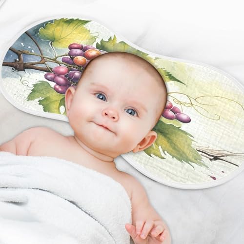 J JOYSAY Grape Branch Beige Baby Burp Cloths for Boys Girls Large 22''x11'' Cotton 4 Layer Neutral Burp Clothes for Boy Spit Up one sizex24