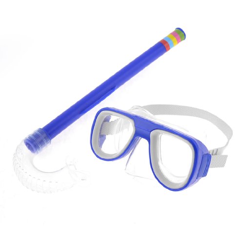Ruilogod Claro falda de natación nadar gafas de buceo máscara azul del tubo respirador