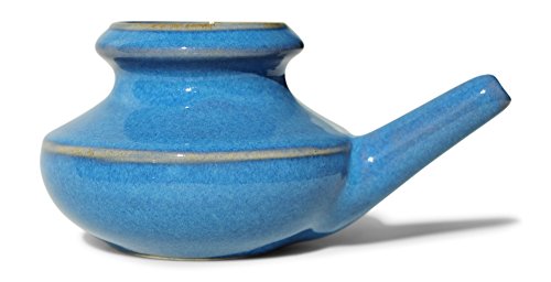 Baraka Premium US Made Handcrafted Durable Ceramic Neti Pot - Nose Cleaner for Nasal Congestion - Sinus - Dishwasher Safe - Tool Kit for Home - Gifts for Mom (Blue)