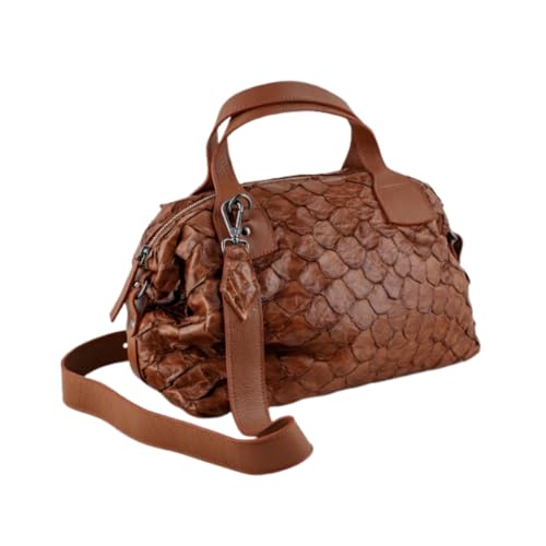 Bolsa Celine em Couro Legítimo de Pirarucu Sustentável, Tamanho Único – Marca Sool (Caramelo)