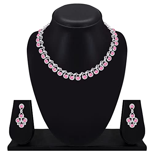 Image of Atasi International Diamond /Stones Necklace Set with Earrings for Women | Stylish Jewellery for Party, Wedding and Festive Occasions | Fashion Accessories
