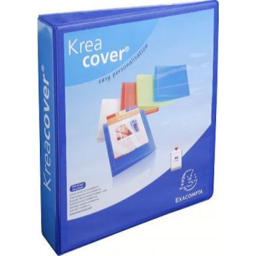 Lot de 10 Classeur Kreacover Maxi, 4 anneaux en D 40mm, PP, 3 faces personnalisables, coloris bleu