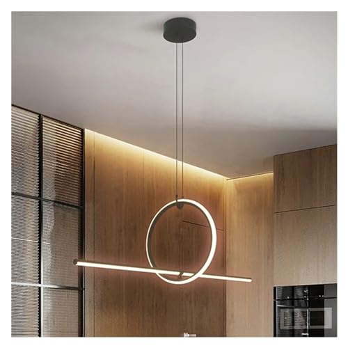Chandelier LED moderne de plafond noir long pour table de cuisine