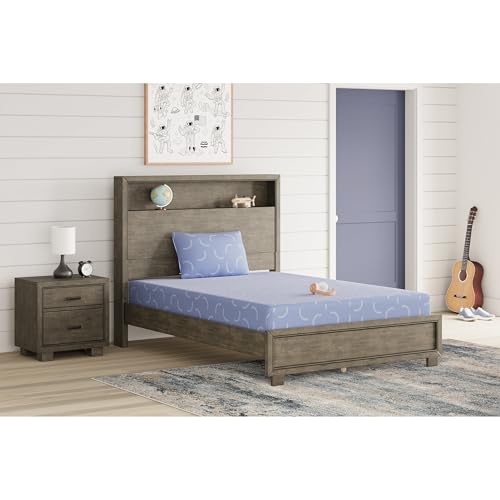 Image of Signature Design by Ashley Twin Size iKidz 7 Inch Firm Gel Memory Foam Mattress with Stretch Knit Cover & Pillow Included, Blue Ocean, Fiberglass-Free, Mattress in A Box
