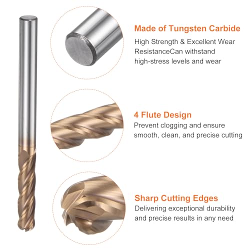 Image of HARFINGTON Ball Nose End Mill 4 Flute 1 /4 inch Diameter 1 /4 inch Shank Tungsten Carbide TICN Coated Spiral CNC Router Bits 1-1 /8 inch Cutting Length Single End Ball Cutting Tool for Carving Engraving