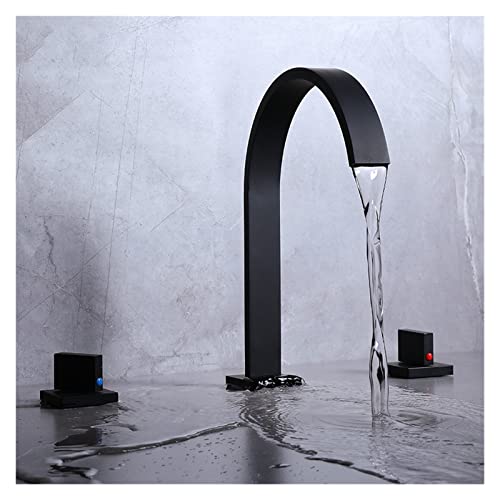 Robinet de lavabo anti-éclaboussure mitigeur laiton 3 trous doré - 3