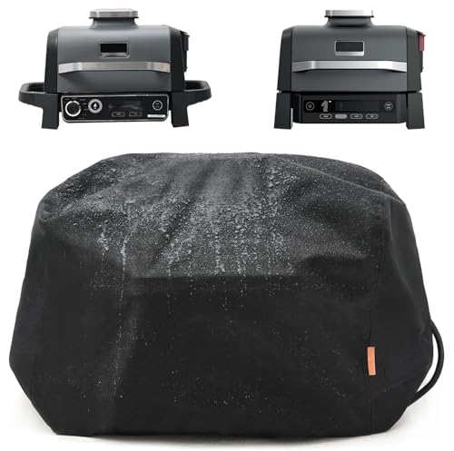 Waterproof Cover for Ninja Woodfire Outdoor Grill, Accessories for Ninja Wood Fire Smoker Grill OG300/700 Series, with Power Cord Storage Pocket, Windproof with Elastic Band Closure (Cover Only)