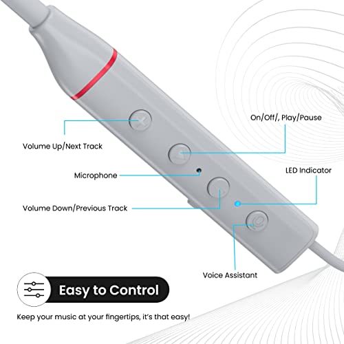 Image of Portronics Harmonics 400 Bluetooth Wireless Sports Headset with 12Hrs Playtime, Type-C Charging Port, Magnetic Latch, Voice Assistant(Grey)