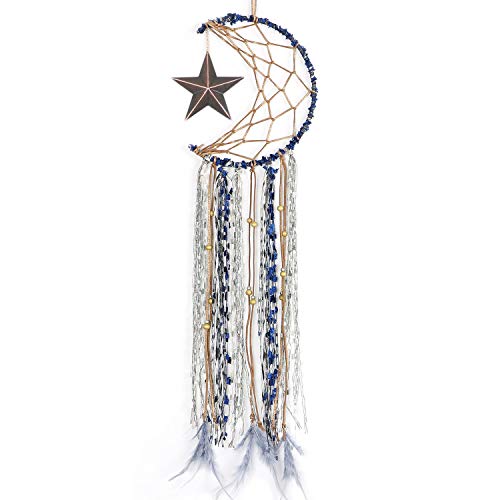 Alynsehom Dream Catchers for Kids Bedroom Handmade Star Moon Half Circle Net Blue