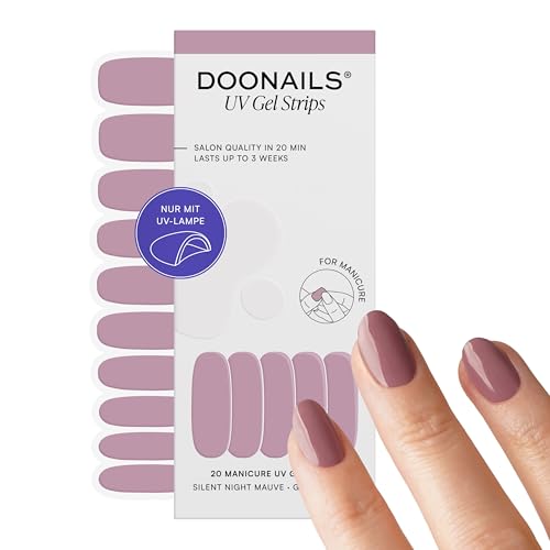 DOONAILS UV Gel Strips Silent Night Mauve Nagelfolie UV härtend 20 Strips für 2 Maniküren Bis zu 3 Wochen Halt HEMA-frei & vegan Salonqualität