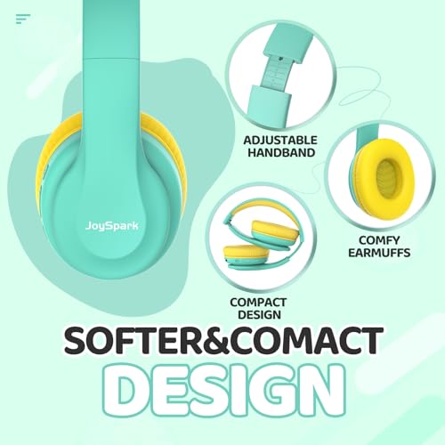 Image of JoySpark Kids Bluetooth Headphones, Lightweight Wireless Headphones for Kids, 85 /94dB Volume Limited, 60 Hours Playtime, Bluetooth 5.3, Over-Ear Toddler Headsets with Built-in Mic-Green