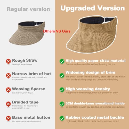 PALAY® Straw Hat Sun Hats for Women, Wide Brim Beach Hat for Women Summer with Printed Ribbon, Fashion UV Protection Visor Cap, Packable Travel Hat for Women Ladies