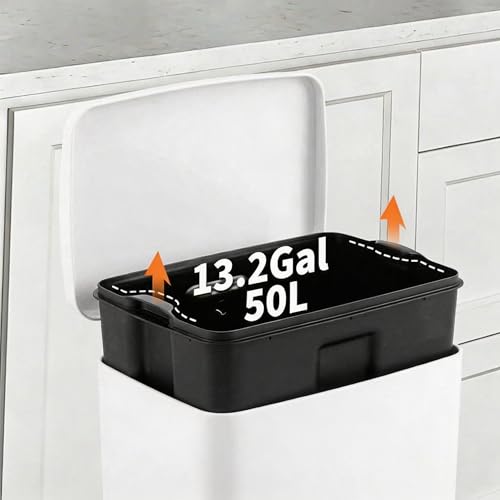 Caneca de basura rectangular de acero inoxidable 50L miniatura 6