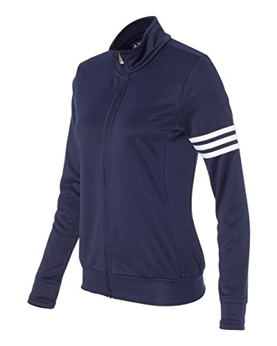 adidas-Ladies-ClimaLite-3-Stripes-French-Terry-Full-Zip-Jacket-Navy-White-Medium