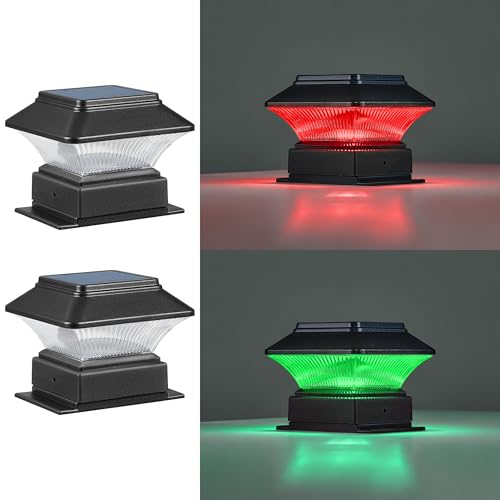 MOON-DE-AGE 5 Modes 4x4 Solar Color Post Caps, Fence, Patio, 2 Pack