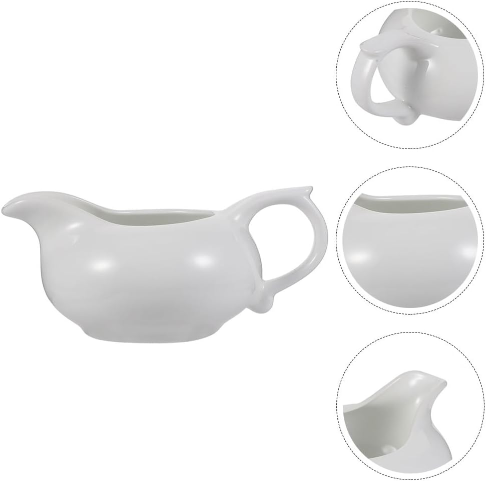Ceramic Gravy Boat Sauce Container 4.72 X 3.34 X 1.77 in Sauce Cup with Handle for Creamer Dipping Sauces Gravy Condiments Serving at Home Restaurant Bar Catering 1 pack