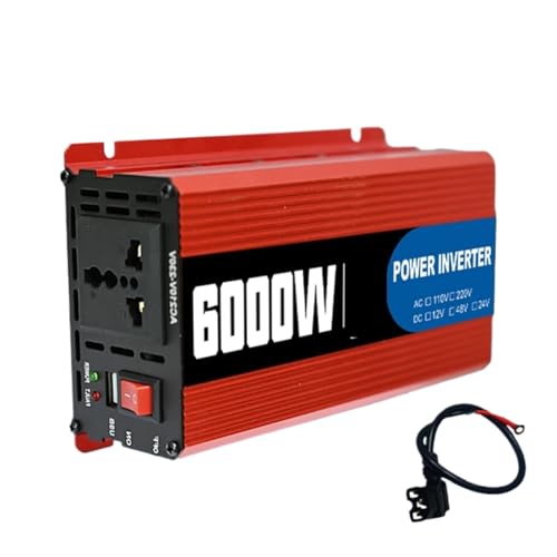 Inversor de Corriente, Inversor de Corriente for Coche de 6000 W, convertidor de CC 12 V a CA 110/220 V, Adaptador de Corriente for Coche de 12 V/24 V/48 V for Camping.(48V TO 220V 50Hz)