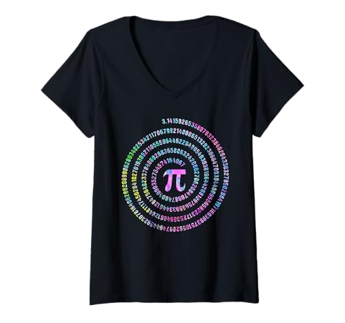Femme drôle pi day 3,14 symbole pi spirale chiffre math lover science t-shirt avec col en v