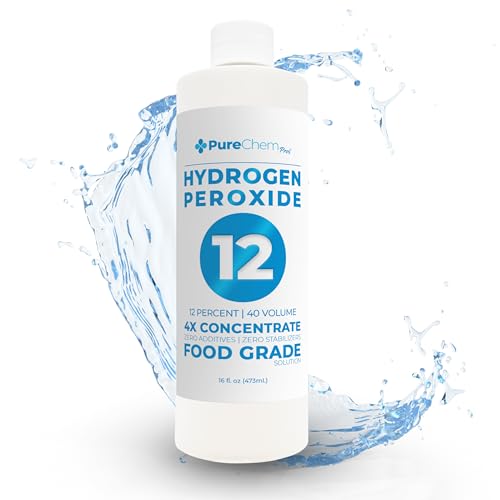Hydrogen Peroxide 12 Percent (16oz) - Hydrogen Peroxide Cleaner - Dilute and Spray 12% Hydrogen Peroxide on Counters, Bathtubs, Floors or Carpets - Food Grade Hydrogen Peroxide 12 Percent