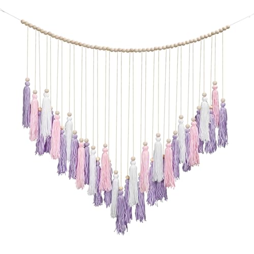 Luxbrand Pink & Purple Macrame Hanging Boho Wall décor, Large