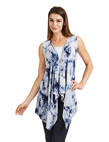 Image of Made By Johnny Women's Lightweight Sleeveless Cardigan - Draped Open Front Vest with Asymmetrical Hem