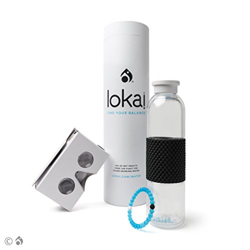 Lokai Water Pack - Sleek, Sustainable Water Bottle, 19 oz, BPA Free, Tritan Safe Plastic, with Blue and VR Headset, Medium