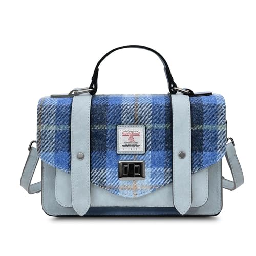 Image of Islander Women's Medium Tweed Satchel Handbag, Black and Grey, 24x16x7cm