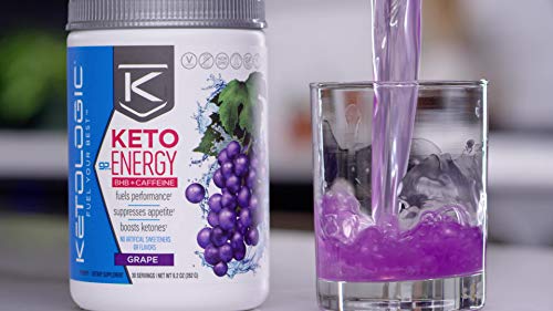 KetoLogic BHB Exogenous Ketones Powder with Caffeine (30 Servings) - Keto Pre-Workout, Boosts Ketosis, Energy & Focus - Support Keto Diet with Beta-Hydroxybutyrate Keto BHB Salts - Grape - Thumbnail 5