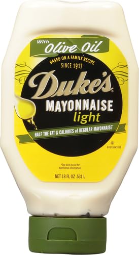 Image of DUKE'S Light Olive Oil Mayonnaise Squeeze, White, 18 Fl Oz (Pack of 2)