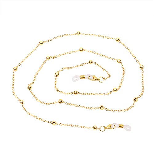 Image of ONLYKXY 1pcs Metal Glasses Chain Holder Eyewear Retainer Eyeglass Straps Elegant Retro Sunglasses Lanyard Necklace Decorative Chain(Gold Bead - Gold Chain)