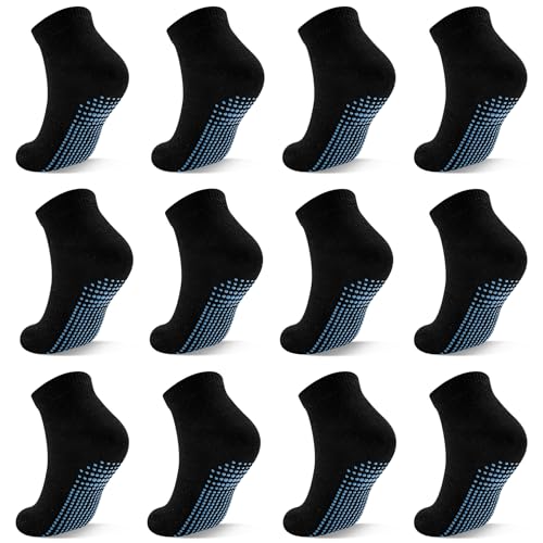 Image of SkiBeaut 12 Pairs Toddlers Boys Grips Socks Girls Kid Low Cut Gripper Non Slip Skid Sticky Socks for 1-7 Years