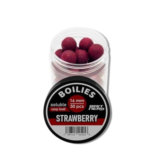 Bait Nerd 30pcs, 16mm, Strawberry Natural Premium Soluble Boilies | Carp Fishing Bait | for Hair Rig, Chod Rig, Flat Feeder | Carp, Buffalo, Catfish (Strawberry)