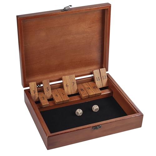 Juego de mesa Shut-the-Box en caja de madera miniatura 1
