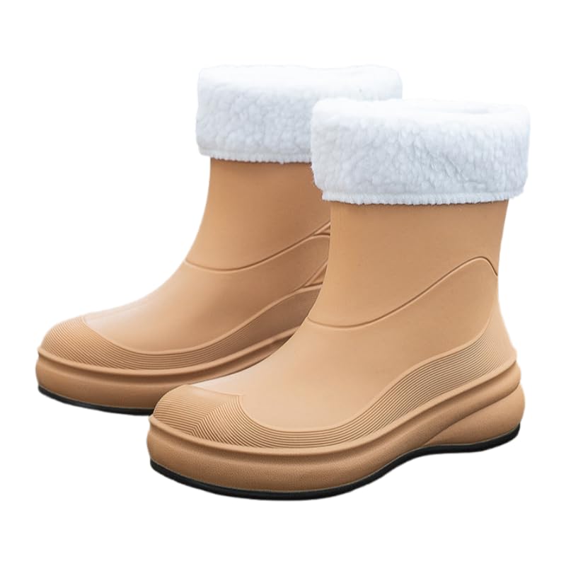 Mid Calf Rain Boots for Women Waterproof Garden Shoes Anti-Slip Rainboots Outdoor Work Rain Shoes