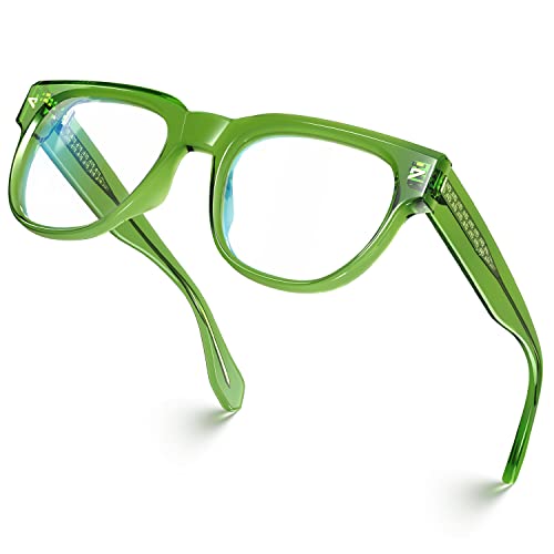 Image of VISOONE Square TR90 Blue Light Blocking Glasses with Anti Glare Computer Glass Woman and Men SAGE