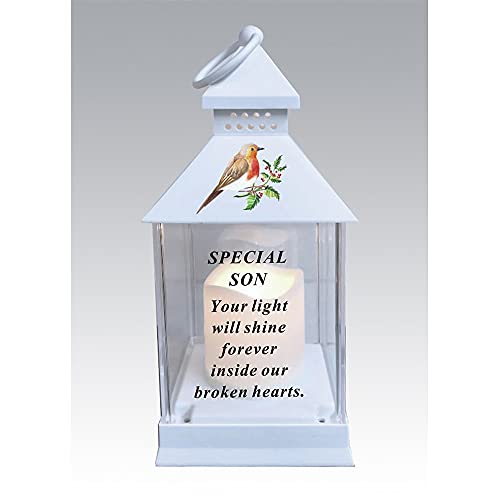 Robin Memorial Graveside Lantern with LED Candle