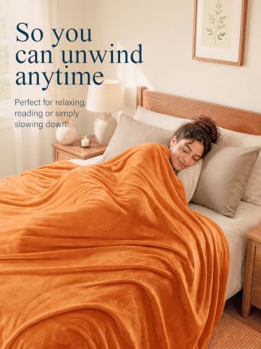 Image of Utopia Bedding Soft Fleece Bed Blanket Throw Size Burnt Orange (50x60 Inch)