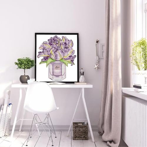 Image of Stamped Cross Stitch Kits Full Range of DIY Needlepoint for Adult Beginners Pattern, for Gift and Home Decor 14CT 2 Strands Iris vase,10.2x11.4 inch